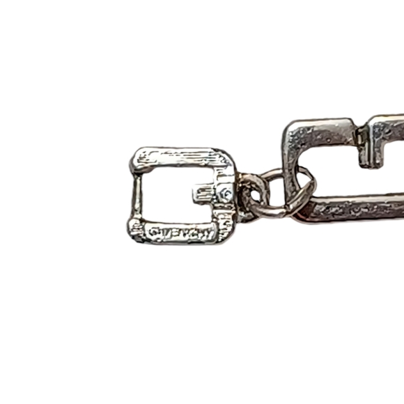 Givenchy Vintage 1980s G Link Chain Silver Tone Necklace Rare Womens Jewelry - Picture 3 of 5